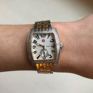 Authentic Michele Mini Urban Watch TwoTone Diamond